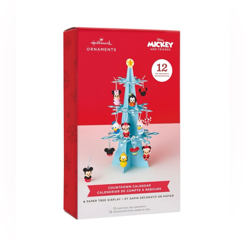 NEW NIB Disney Mickey Mouse Hallmark Countdown Calendar Paper Tree & Ornaments